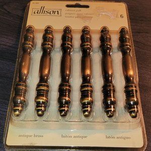 Pack of 6 Allison AL-460 Antique Brass 3" Cabinet Pulls Kitchen Bathroom NEW